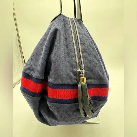Gucci-Authentic-Vintage Micro G Denim Canvas Bubble Bag w Pouch -Rare UNICORN!! - Picture 3 of 14
